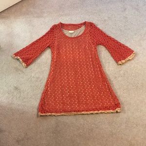 Orange Crotchet Flare Dress